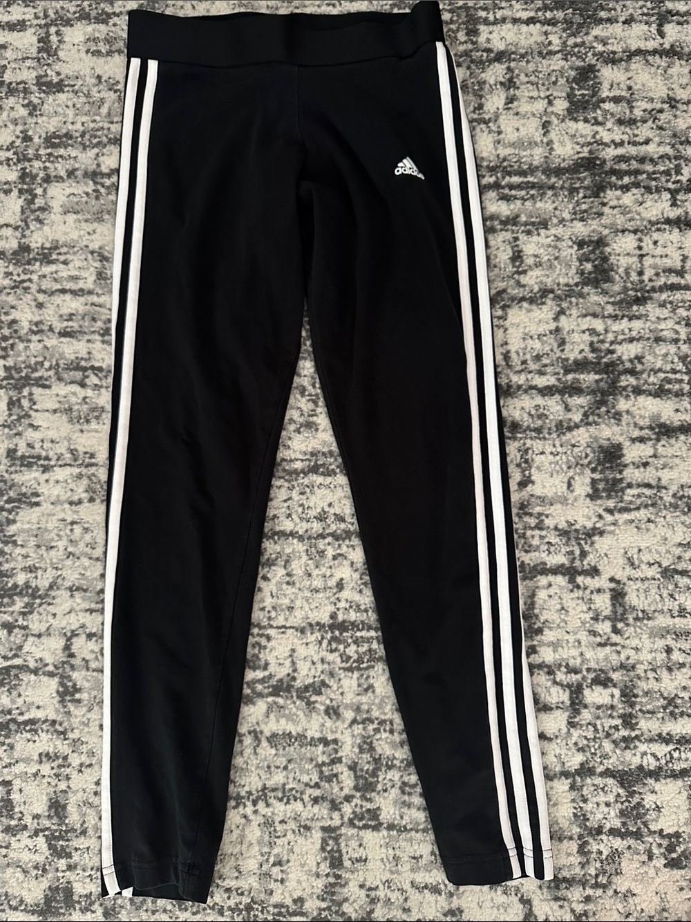 adidas Black Leggings with White Side Stripes